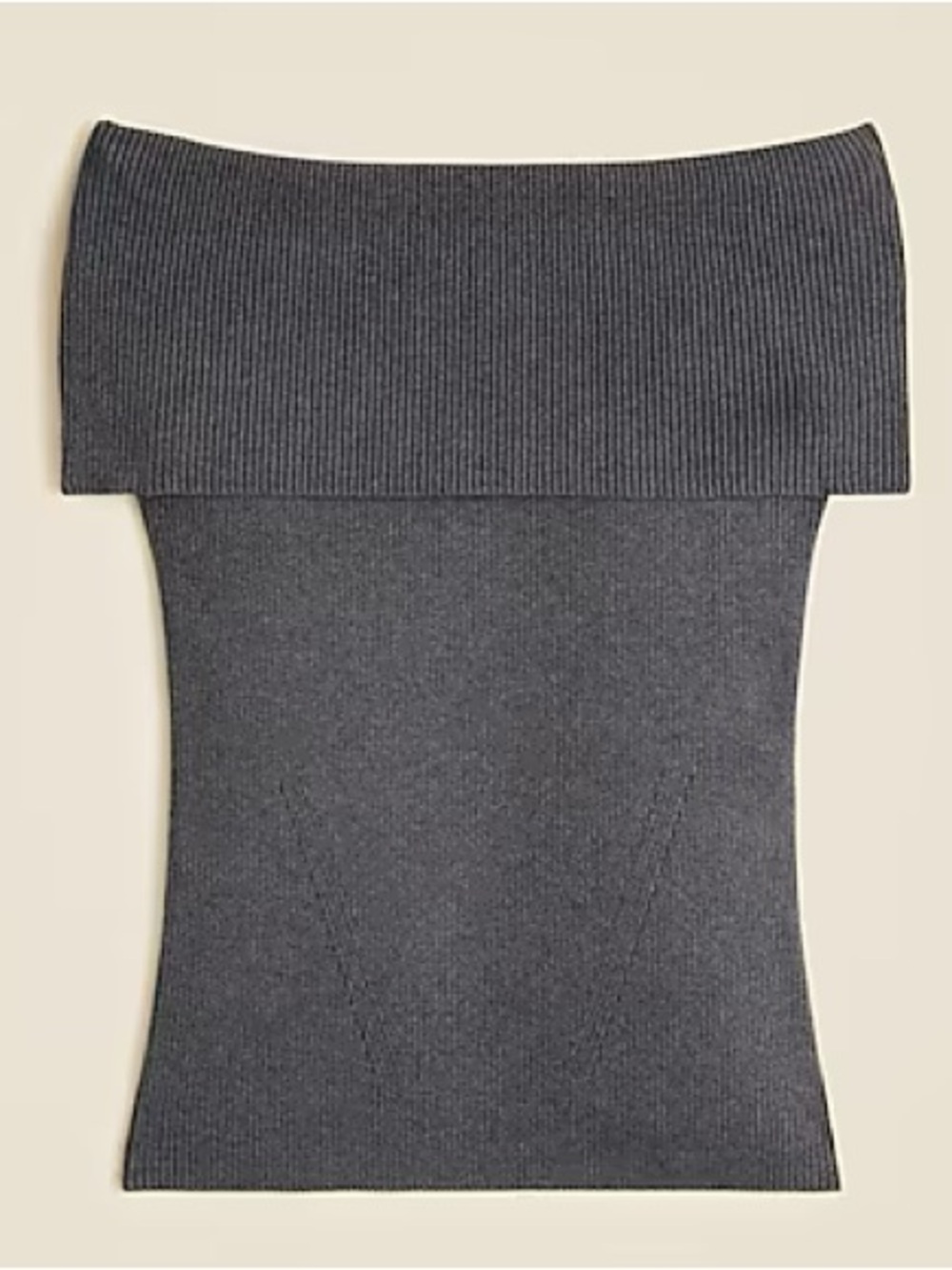 NWT J.Crew Tencel Off Shoulder Boat Foldover Shirt Top Sweater Gray Charcoal M